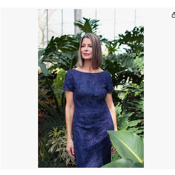 JS Collections Women's Scarlet Knee Length Dress Navy New - Picture 2 of 3